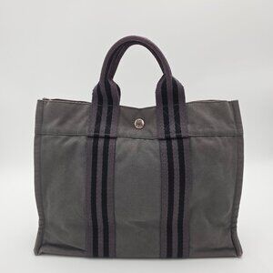 Hermes Tote Toile Fourre-Tout PM in grey